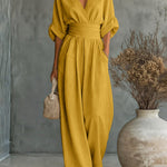 Elegant Vacation Ruched Empire Waist Jumpsuit