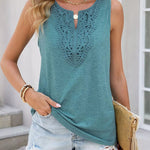 Casual Lace Patchwork Cotton Blend Tank Top