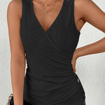 Casual V-Neck Sleeveless Wrap Ruched Tank Top