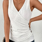 Casual V-Neck Sleeveless Wrap Ruched Tank Top