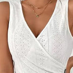 Casual V-Neck Sleeveless Wrap Ruched Tank Top