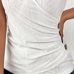 Casual V-Neck Sleeveless Wrap Ruched Tank Top