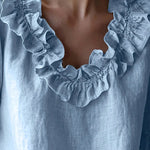 Cute French Style Ruffled Collar Puff Sleeve Top