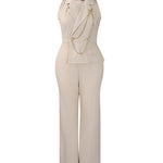 Quiet Luxury Smart Casual Sleeveless Jumpsuit with Metal Chain