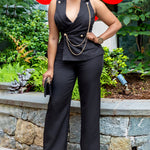 Quiet Luxury Smart Casual Sleeveless Jumpsuit with Metal Chain