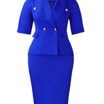 Anti-Wrinkle Double-Breasted Business Dress
