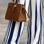 Quiet Luxury High Waist Striped Wide Leg Palazzo Pants