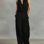 Urban Casual Ruffled Neckline Sleeveless Top Pants Set