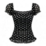 Retro Polka Dot Short Sleeves Chiffon Top