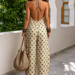 Chic Summer Polka Dot Halter Neck Backless Jumpsuit