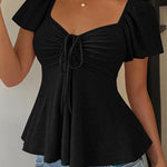 Cute Openwork Embroidered Jacquard Blouse