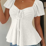 Cute Openwork Embroidered Jacquard Blouse