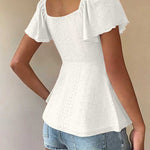 Cute Openwork Embroidered Jacquard Blouse