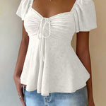 Cute Openwork Embroidered Jacquard Blouse