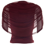 Elegant Ruched Cowl Neck Mesh Drape Top