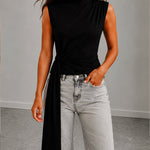 Modern Casual Draped Knot Detail Sleeveless Top