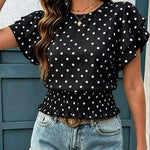 Versatile Polka Dot Ruffled Sleeves Blouse