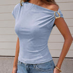 Elegant One Shoulder Slim Fit Elastic Knit Top