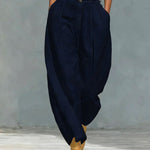 Casual Pleated Wide Waistband Barrel Trouser