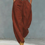 Casual Pleated Wide Waistband Barrel Trouser