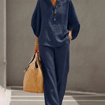 Minimalism Loose Fit Cotton Blend Matching Set