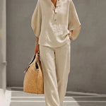 Minimalism Loose Fit Cotton Blend Matching Set
