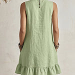 Cute A-line Stand Collar Ruffled Mini Dress