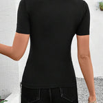Modern Fashion Shell Trim V-Neck  Fitted T-Shirt