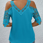 Elegant Lace Splicing Cold Shoulder Blouse