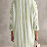Classic Cotton-Blend Vertical Striped Boyfriend Shirt Dress