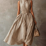 Flowy Comfort Sleeveless Pinsptripe Maxi Dress