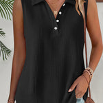 Casual Comfort Polo Collar Waffle Tank Top