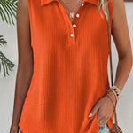 Casual Comfort Polo Collar Waffle Tank Top