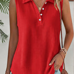 Casual Comfort Polo Collar Waffle Tank Top