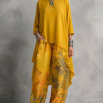 Boat Neck High Low Hem Top & Floral Wide Leg Pants Set