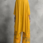 Boat Neck High Low Hem Top & Floral Wide Leg Pants Set