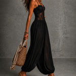 Retro Aesthetic Lace Bodice Harem Jumpsuit