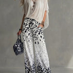 Elevated Casual Chiffon Blouse Leopard Print Pants Set