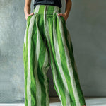 Casual Resort-Style Striped Wide Leg Pants