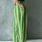 Casual Resort-Style Striped Wide Leg Pants
