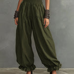 Comfort High Waist Ruffled Hem Wide Leg Pants