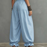 Comfort High Waist Ruffled Hem Wide Leg Pants