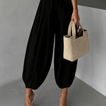 Casual Elastic Waist Pleated Balloon Pants
