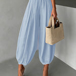 Casual Elastic Waist Pleated Balloon Pants