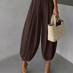 Casual Elastic Waist Pleated Balloon Pants