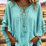 Boho Bell Sleeves Ruffled Top