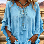 Boho Bell Sleeves Ruffled Top
