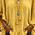 Boho Bell Sleeves Ruffled Top