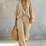 Effortless Chic Batwing Sleeve Polka Dot 2-Piece Set