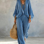 Effortless Chic Batwing Sleeve Polka Dot 2-Piece Set
